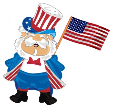 4 th Temmuz Bağımsızlık günü ABD adam ve bayrak