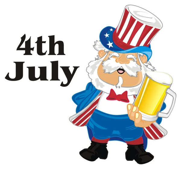 July Independence Day Usa Man Drink Words — Stock Photo, Image