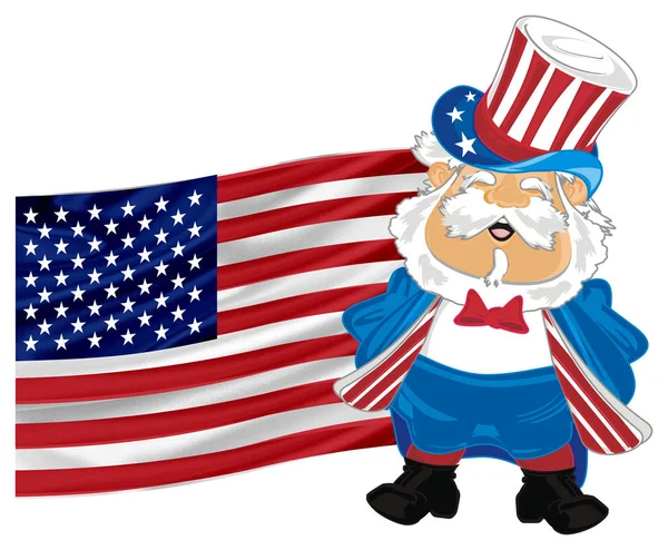 July Independence Day Usa Man Large Usa Flag — Stock Photo, Image