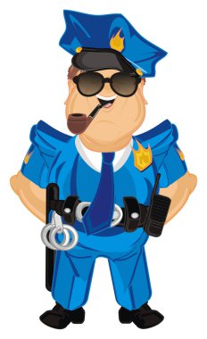 Polis stand ve bir boru duman