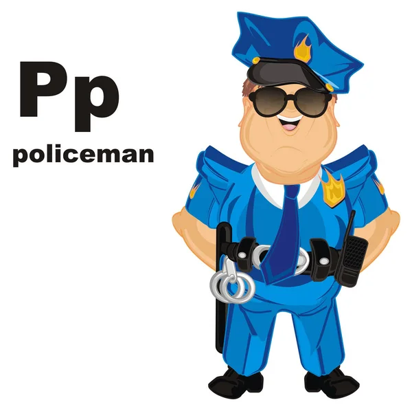 Policial Feliz Com Lettersp Seu Nome — Fotografia de Stock