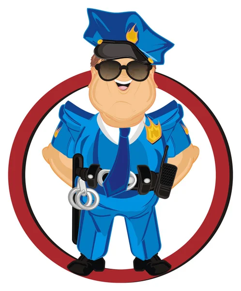 Policeman Peek Red Sign — Stock Photo, Image