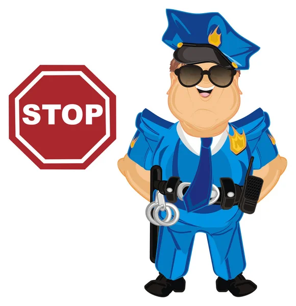 Polis Och Röda Vägtransport Logga Stop — Stockfoto