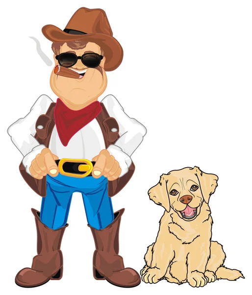 Cowboy Com Seu Carrinho Cão — Fotografia de Stock