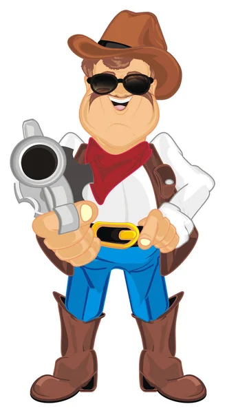 Uśmiechający Się Kowbojskie Trzymać Pistolet — Zdjęcie stockowe
