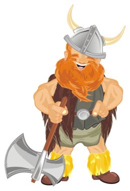 mutlu viking stand ve bir balta tutun