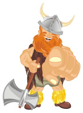 balta ile mutlu viking stand ve jest göster