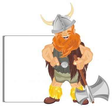 büyük temiz beyaz kağıt ile mutlu viking