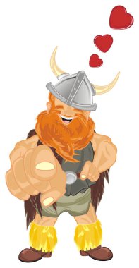 aşık mutlu viking stand ve jest göster