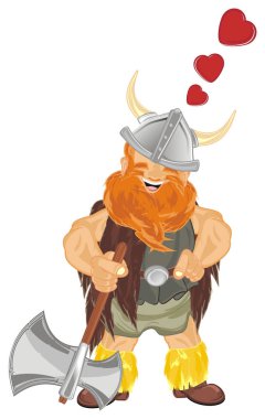 balta ve kalpleri ile mutlu viking