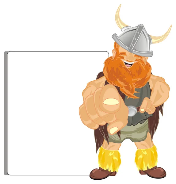 Viking Feliz Com Cartaz Branco Limpo — Fotografia de Stock