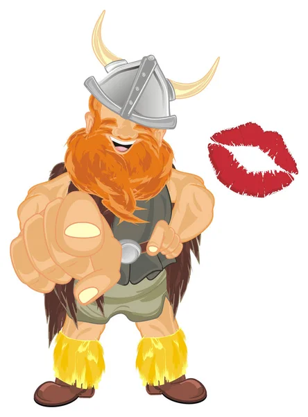 Boldog Viking Nagy Piros Csók — Stock Fotó