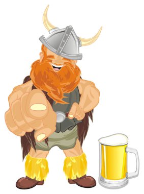 bira dolu bardağı ile mutlu viking