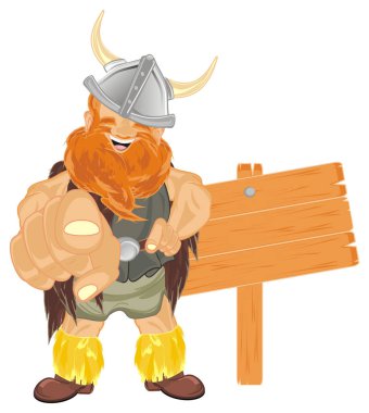ahşap temiz afiş ile mutlu viking