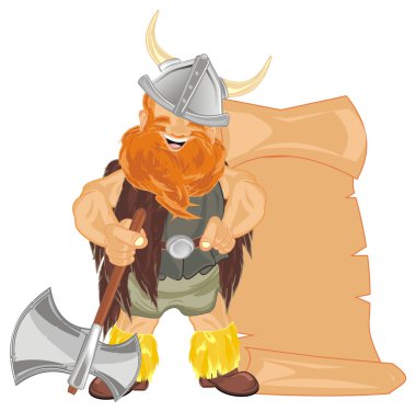 balta ve temiz kağıt ile mutlu viking