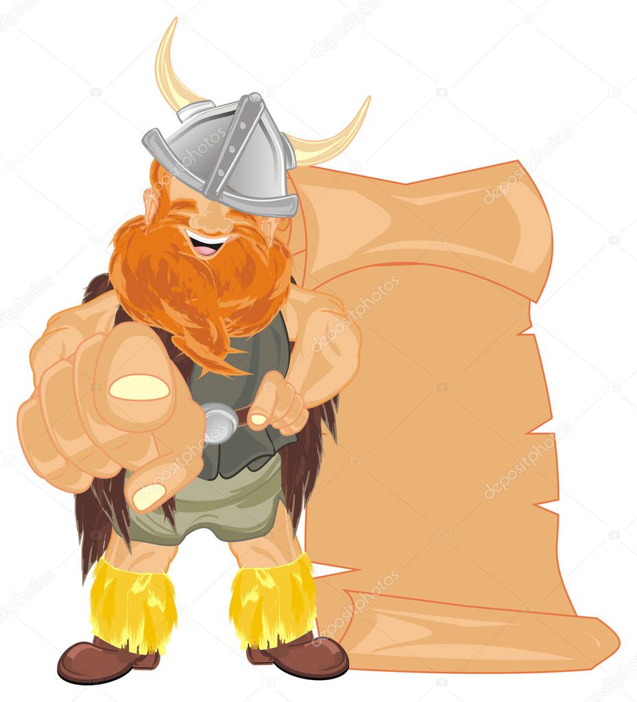 happy viking with large clean paper