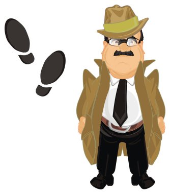 Dedektif iki büyük ayak izleri ayakkabı ile