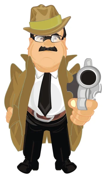 Detective Stand Hold His Hands Pistol — Stock Photo, Image