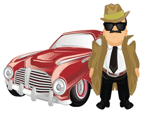 Detective Sunglasses Stand Car — Stock Photo, Image