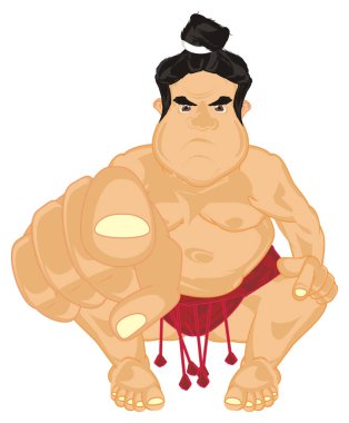 sumo güreşçisi oturmak ve jest göster