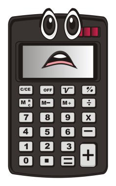 üzgün hesap makinesi ona beyaz arka plan