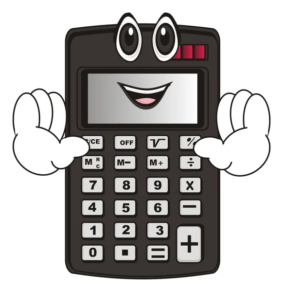 Calculatrice Souriante Avec Les Mains Ona Fond Blanc — Photo