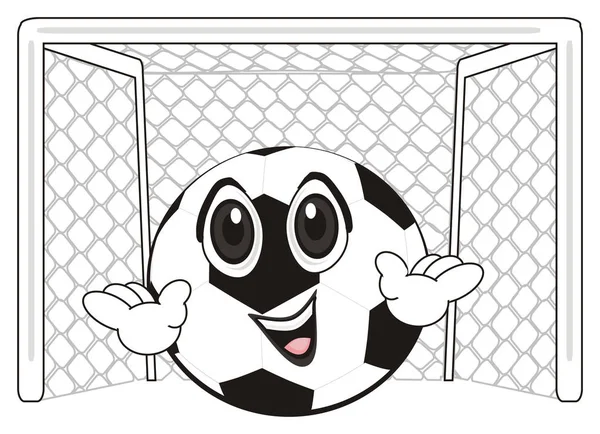 smiling soccer ball stand on gate