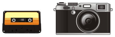 eski fotoğraf aparatı ile ses kaseti