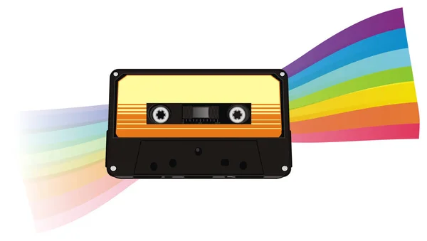 オーディオ カセット テープと色の虹 — ストック写真
