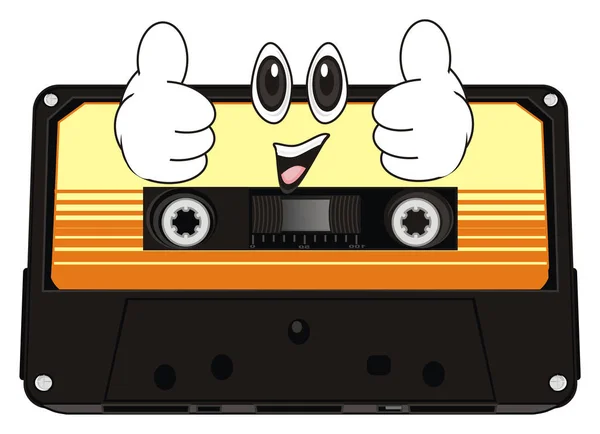 幸せなオーディオ カセット テープをジェスチャ クラス — ストック写真