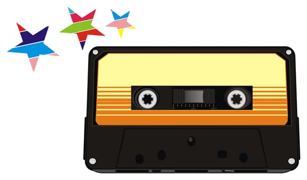 Audio Cassette Many Colored Stars — Stock Photo, Image