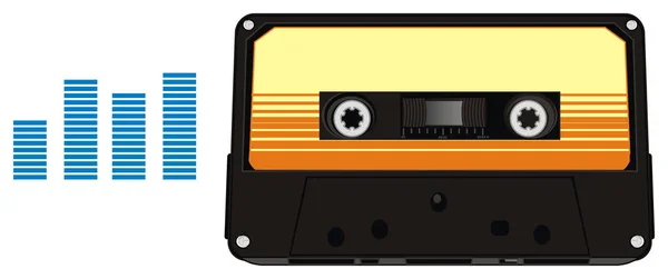オーディオ カセット テープおよび多くの青い線 — ストック写真