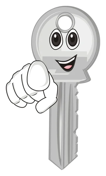 Smiling Metal Key One Hand — Stock Photo, Image