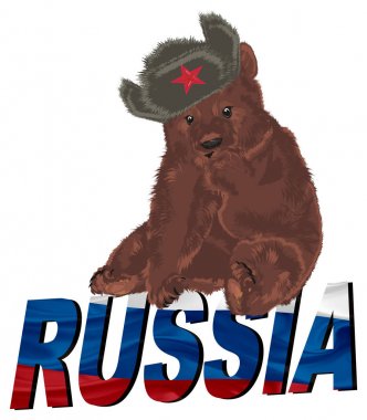 Rus ayısına üst üzerinde renkli kelime otur.