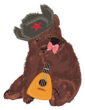 Rus ayısına balalayka üzerinde oynamak