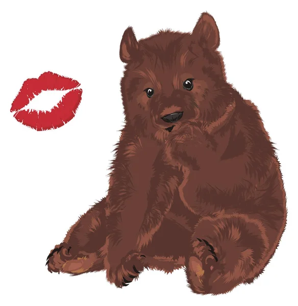 brown bear with large red kiss