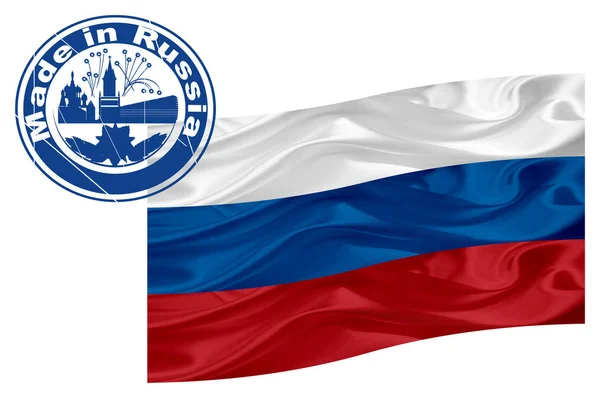 Sello Ruso Azul Con Bandera — Foto de Stock