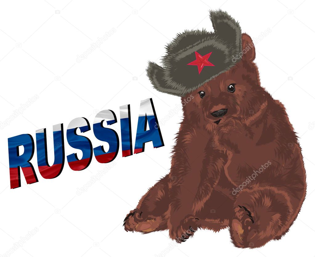 russian bear with colored letters