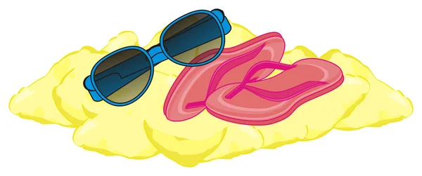 Rosa Flip Flops Med Blå Solglasögon — Stockfoto