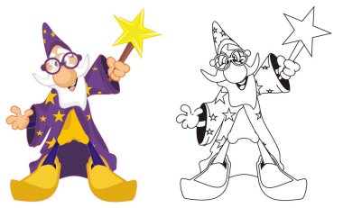 Renkli ve renkli sihirbazlar ayakta