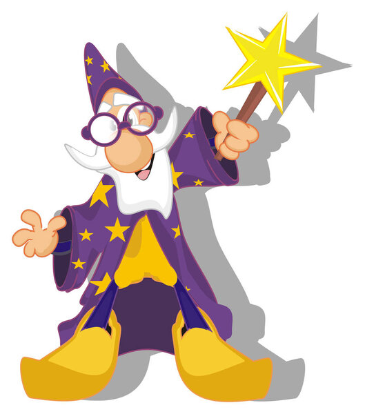 funny wizard and his gray shadow