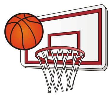 Beyaz arka planda basketbolun iki sembolü