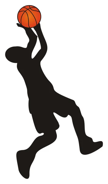 Тверда Чорна Тінь Гравець Баскетболу — стокове фото