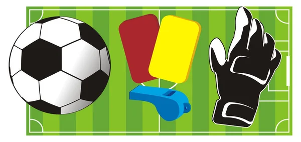 Boisko Piłki Nożnej Symbolami Gry — Zdjęcie stockowe
