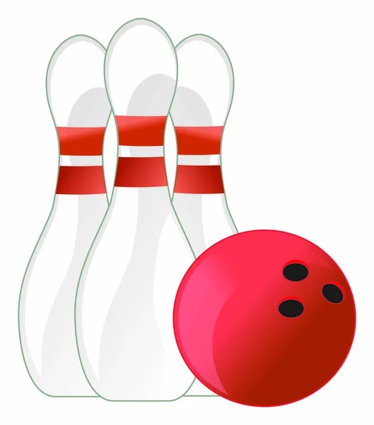 Boule Rouge Épingles Bowling — Photo