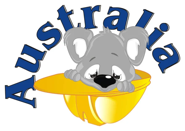 Koala Sur Casque Jaune Lettres Bleues — Photo