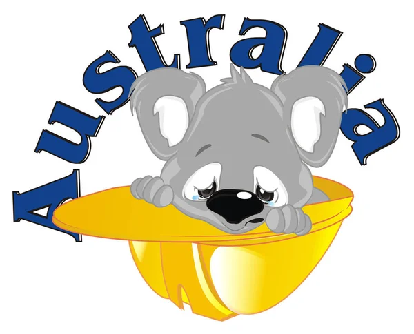 Liten Koala Hjälm Och Australien — Stockfoto