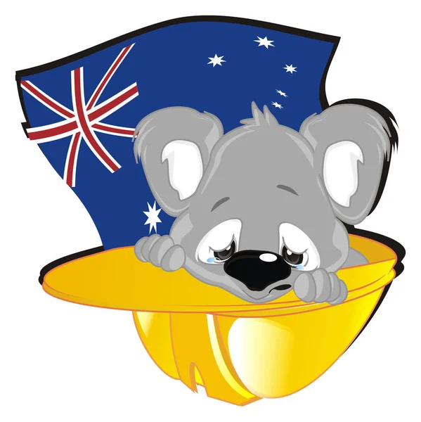 Malheureux Bébé Koala Drapeau Australien — Photo