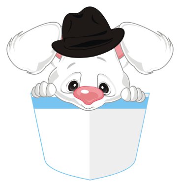 Siyah şapkalı şirin beyaz tavşan.