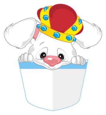 Beyaz tavşancık altın tacın içinde